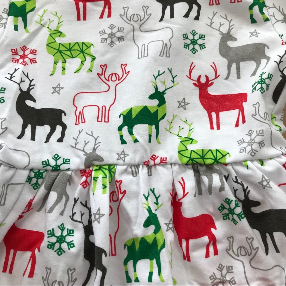 Reindeer Holiday Dress With Ruffles - Picture 5 of 6